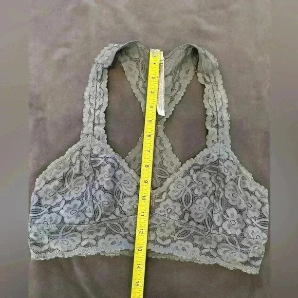 Free People Charcoal Gray Lace Bralette Medium, Racerback Style Intimately - Picture 11 of 12